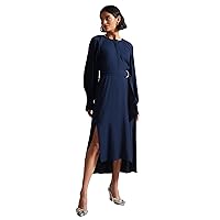 Elina fashion Georgette Long Sleeves A-Line Flared Dress Long Casual midi Dresses