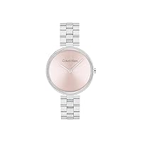 Calvin Klein Analogue Quartz Watch for Women Gleam Collection with Stainless Steel Bracelet Stainless Steel Bracelet - 25100015, Light Blush, Bracelet
