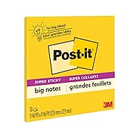 Post-it Super Sticky Big Notes, Single Color (Yellow), Double Adhesion, 11 in x 11 in