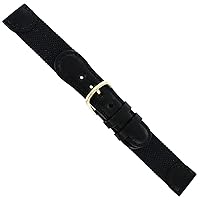 16mm Milano Black Fabric and Leather Swiss Army Style Mens Watch Band Reg