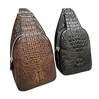Fashion Genuine Alligator Leather Men's Small Chest Bag Exotic Real Crocodile Skin Male Crossbody Shouler Bag Travel Bag