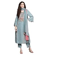 Newly Launched Women Sequence Embroidered Viscose Rayon Blend Wine Kurta with Pant & Dupatta (347)