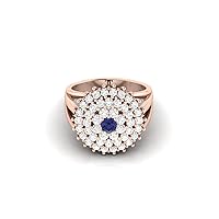 GEMHUB 1.85 Ct Round Cut Lab Created Grade AA Blue Sapphire Cocktail Style Bridal Wedding Ring 14k Rose Gold Sizable