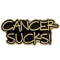 PinMart's Gold Plated CANCER SUCKS! Awareness Enamel Lapel Pin
