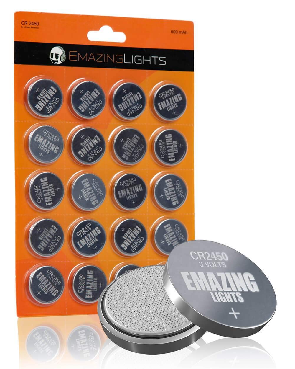 EmazingLights CR2450 Batteries 3 Volt Lithium Coin Cell 3V Button Battery (20 Pack)