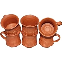 Handmade Clay Cups 6 Pieces 120ml Handmade Kitchen Eco Friendly Pottery (kcl-2b)