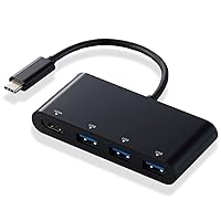 Elecom DST-C15BK/EC USB Type-C Hub, Docking Station, 4-in-1, HDMI Port, 4K Compatible, USB 3.0 x 3 Ports, Compatible with MacBook/MacBook Pro/iPad Pro/Surface and More