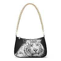ALAZA Tiger Animal Print Shoulder Bag Purse for Women Tote Handbag with Zipper Closure