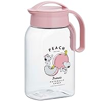 Iwasaki Kogyo K-1282 NP Cold Water Bottle Pitcher, 0.3 gal (1.8 L), Screw Type, Vertical and Horizontal Position, Can Be Used with Hot Water, Wide Mouth, Easy to Clean Snoopy, Naturally Sweet Peach