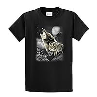 Wolf Short Sleeve T-Shirt Wolves in The Wild Howling-Black-Large