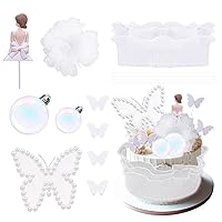 RAYNAG 11 Pieces Girl Back Gauze Skirt Cake Toppers, Butterfly Queen Back Happy Birthday Cake Toppers, Bride to Be Bachelorette Party Princess Themed Party Decorations, Mother's Day Supplies