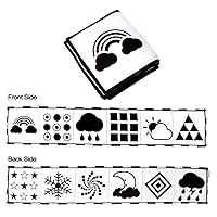 Black and White Animal Education Soft Cloth Book Infant Tummy Time Toys Baby Toddler Folding Educational Activity Crib Cloth Book (pentagrams)
