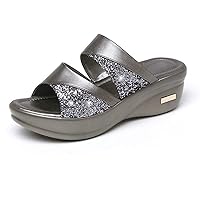 Womens Sandals Comfortable Dressy Wedge Sandals Slip On Ankle Strap Sandals Casual Summer Platform Beach Sandals