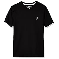 Boys' Short Sleeve Solid V-Neck T-Shirt, Black, 10-12