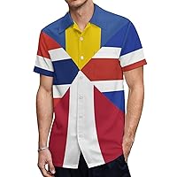 Nordic Flag Hawaiian Shirt for Men Short Sleeve Button Down Summer Tee Shirts Tops
