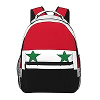 Flag Of The Syrian Arab Republic Print Laptop Backpack Stylish Bookbag College Daypack Travel Business Work Bag For Men Women