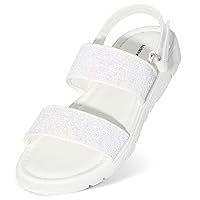 Harvest Land Girls Glitter Sandals Two Strap Open Toe Hook and Loop Summer Flats Shoes with Slingback (Little Kid/Big Kid)