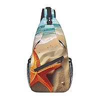 Sea Beach Starfish Crossbody Sling Backpack Sling Bag for Women Hiking Daypack Chest Bag Shoulder Bag