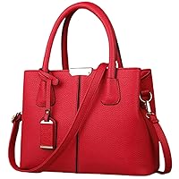 Women PU Leather Handbags Ladies Large Tote Bag Female Square Shoulder Bags Crossbody Bags Solid Color (wine red)