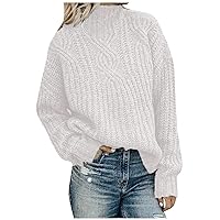 Women's Pullover Sweaters High Neck Solid Color Dough Knitting Long Sleeve Pullover Sweater Cute Sweaters