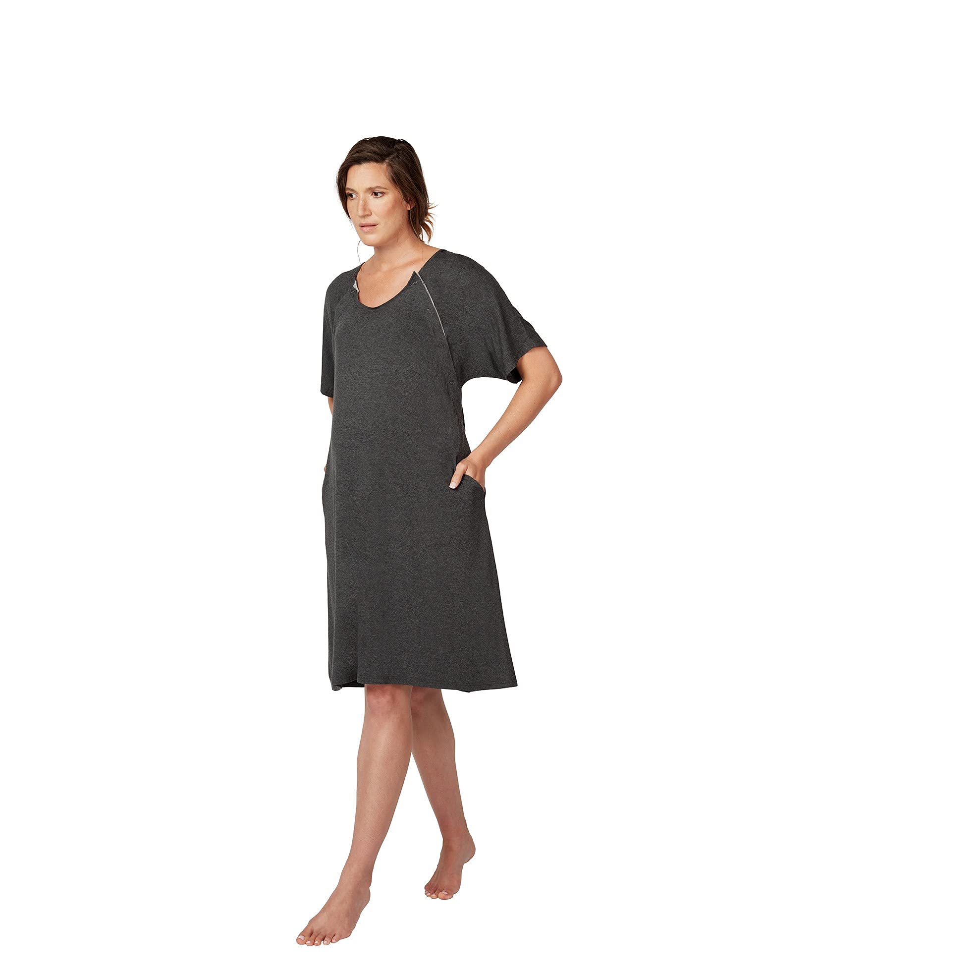 Frida Mom Delivery and Nursing Gown | Easy-Snap, Tagless, Skin-to-Skin Access and Full Coverage in The Back