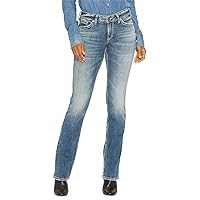 Silver Jeans Co. Women's Suki Mid Rise Curvy Fit Slim Bootcut Jeans, Medium Vintage, 34W x 33L