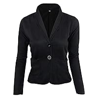 Andongnywell Women's Formal Two Button Slim Fitted Office Work Blazers Jackets Suits Overcoats Outwear (Black,6X-Large)