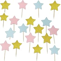 Twinkle Twinkle Little Star Cupcake Cake Toppers Glitter Decoration Baby Shower Food Picks Sticks Wedding Birthday Party Favors Little Star Cupcake Toppers Star Theme Gender Reveal Supplies 36PC