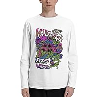 Rock Band T Shirts King Gizzard and Lizard Wizard Mens Cotton Crew Neck Tee Long Sleeve Clothes White