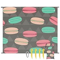 Delicious Cartoon Cake Beach Blanket Foldable Lightweight Waterproof Sandproof Mat 68 * 59 Inch Portable Outdoor Picnic Blanket for Park Beach Camping Picnic