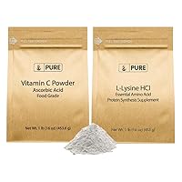 PURE ORIGINAL INGREDIENTS L-Lysine HCI and Vitamn C Powder Bundle, 1 lb Each, Non-GMO, Gluten Free, Dietary Supplements