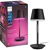 Go Smart Portable Table Lamp, Black - White and Color Ambiance LED Color-Changing Light - 1 Pack - Indoor and Outdoor Use - Control with Hue App or Voice Assistant