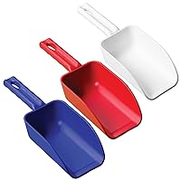 Remco 3 pk Color-Coded Plastic Hand Scoop - BPA-Free, Food-Safe Scooper, Commercial-Grade Utensils, Restaurant and Food Service Supplies, 16-Ounce Size, Red/White/Blue