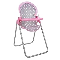 Cotton Candy Pink: Foodie Doll Highchair - Pink, Grey, Polka Dot - for Dolls Up to 21