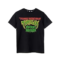 Boys T-Shirt | Mutant Mayhem Short Sleeve Black Movie Graphic Tee | TMNT Cartoon Apparel Top