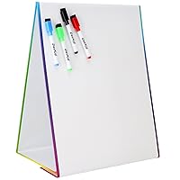Tabletop Magnetic Easel & Whiteboard (2 Sides) Includes: 4 Dry Erase Markers. Drawing Art White Board Educational Kids Toy