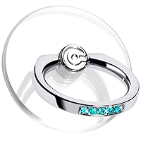 Transparent Phone Ring Holder Grip - EI Sonador Clear Cell Phone Ring Stand Holder Finger Grip Kickstand 360° Rotation, Compatible with Most of Phones, Tablets and Case (2 Aquamarine Diamond)