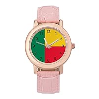 Benin Flag Classic Watches for Women Funny Graphic Pink Girls Watch Easy to Read
