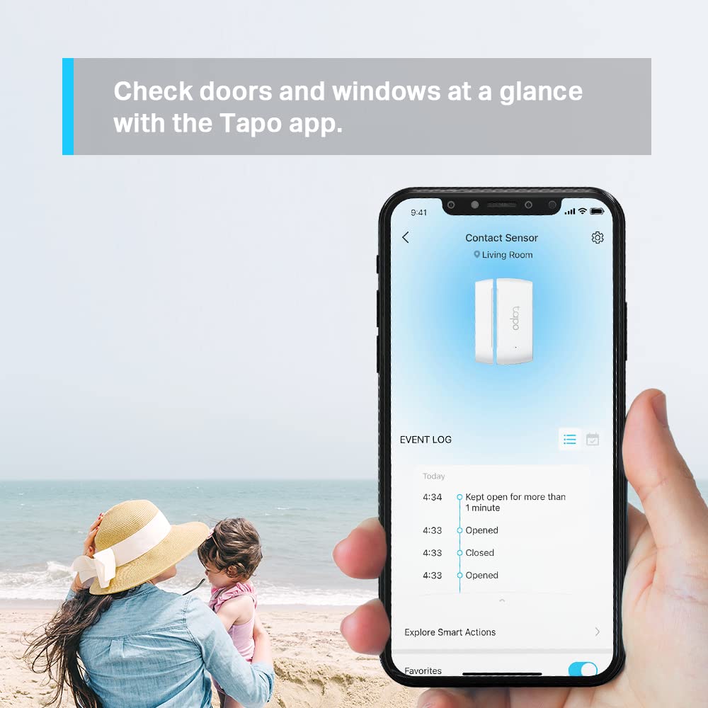 TP-Link Tapo Door Sensor Mini, REQUIRES Tapo Hub, Long Battery Life w/ Sub-1G Low-Power Wireless protocol, Contact Sensor, 15mm Wide Gap Allowed, Real-Time Notification, Smart Action (Tapo T110)