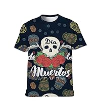 Mens Funny-Graphic T-Shirt Cool-Tees Novelty-Vintage Short-Sleeve Skull Flowers Hip Hop: Youth Boyfriend Unique Nephew Gifts
