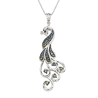1/3 CT Peacock Multi-Colored Diamond Necklace in Sterling Silver