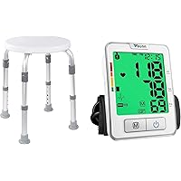 Vaunn Medical Adjustable Shower Stool Tub Chair and Blood Pressure Monitor Machine Bundle
