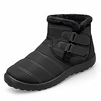 L-RUN Womens Winter Snow Boots Fur Lined Warm Ankle Boots Slip on Men's Snow Ankle Boots Lightweight Outdoor Footwear