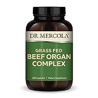 Dr. Mercola Grass Fed Beef Organ Complex, 30 Servings (180 Capsules), Dietary Supplement, Supports Immune & Circulatory Functions, Non-GMO