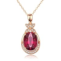 KnSam Real Gold Jewellery Women's Necklace Made of 18 Carat Rose Gold, Butterfly Oval Shape with Red Tourmaline Pendant Chains Women's Necklace Bridal Jewellery, 18 carat (750) rose gold, Tourmaline