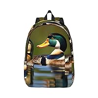 Two Mallard Ducks Print Canvas Laptop Backpack Outdoor Casual Travel Bag Daypack Book Bag For Men Women