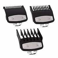 3 Pack Clipper Guards Premium Compatible with Wahl Hair Clippers Trimmers with Metal Clip - 3 Cutting Lengths is 1 1/2” ，1/2” and 1”(1.5，3，,4.5 mm) Fits Most Size Wahl Clippers Guide Combs，Black