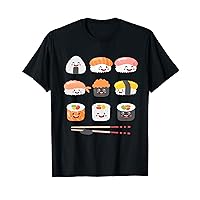 Happy Sushi Anime Kawaii Set Japanese Food Lover Otaku Manga T-Shirt