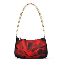 ALAZA Red Rose on Black Background Shoulder Bag Purse for Women Tote Handbag with Zipper Closure