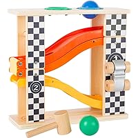 Wooden Toys - Wooden Marble Run and Knock Hammer Bench in Rally Design